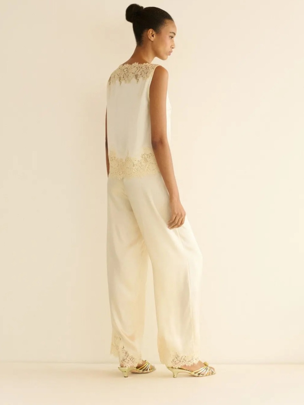 NWT Dôen Lavon Silk Lace-Trimmed Pants in Candlelight Size XXS - Picture 7 of 12